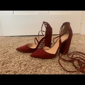 Red wrap around heels